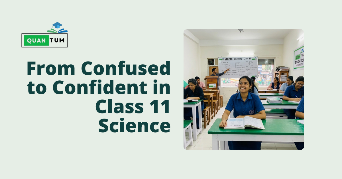 Students attending Class 11 science coaching in Guwahati classroom at Quantum Education Assam
