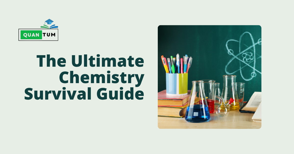 The Ultimate Chemistry Survival Guide for Class 11 and 12 students with chemistry lab setup and study visuals